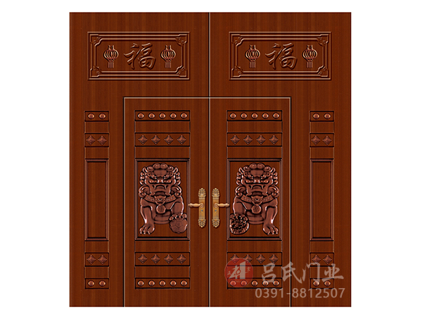 名稱:瑞獅臨門-型號:鋼板大門