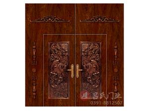 名稱：松鶴延年-型號：鋼板大門